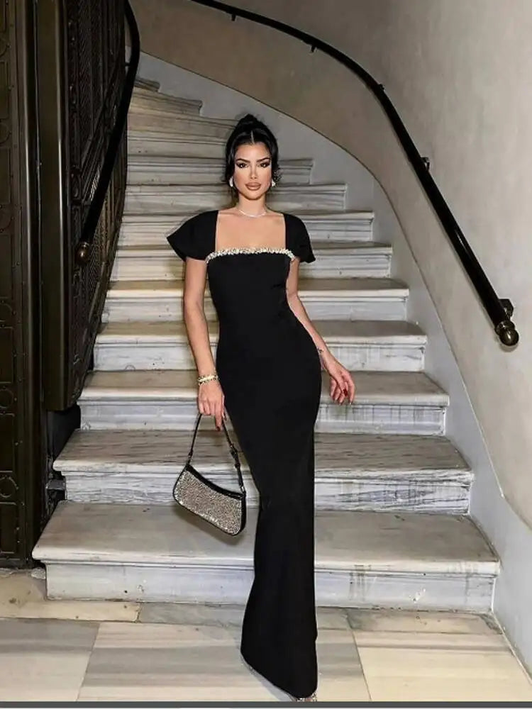 Lucy - Square Neck Diamonds Bandage Dress