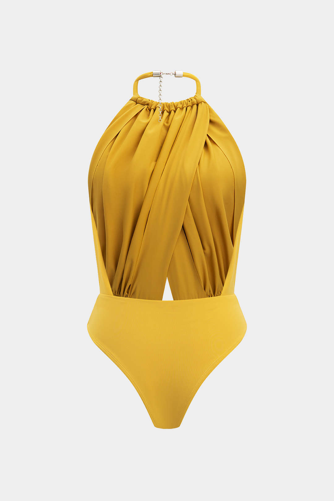 Ruched Crossed Backless Bodysuit