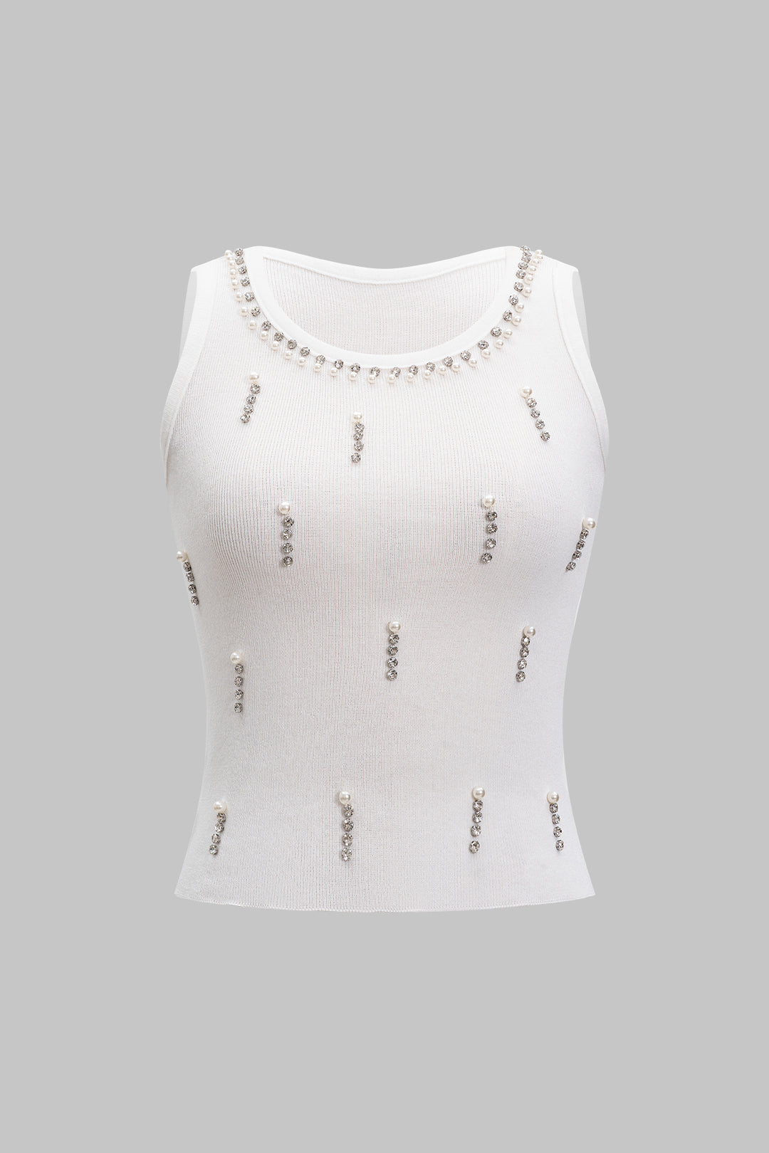 Knit Rhinestone Sleeveless Tank Top