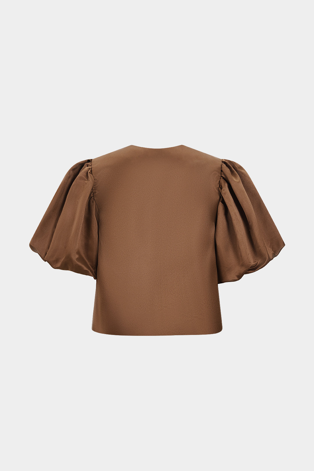 Satin Puff Sleeve Short-Sleeve Shirt
