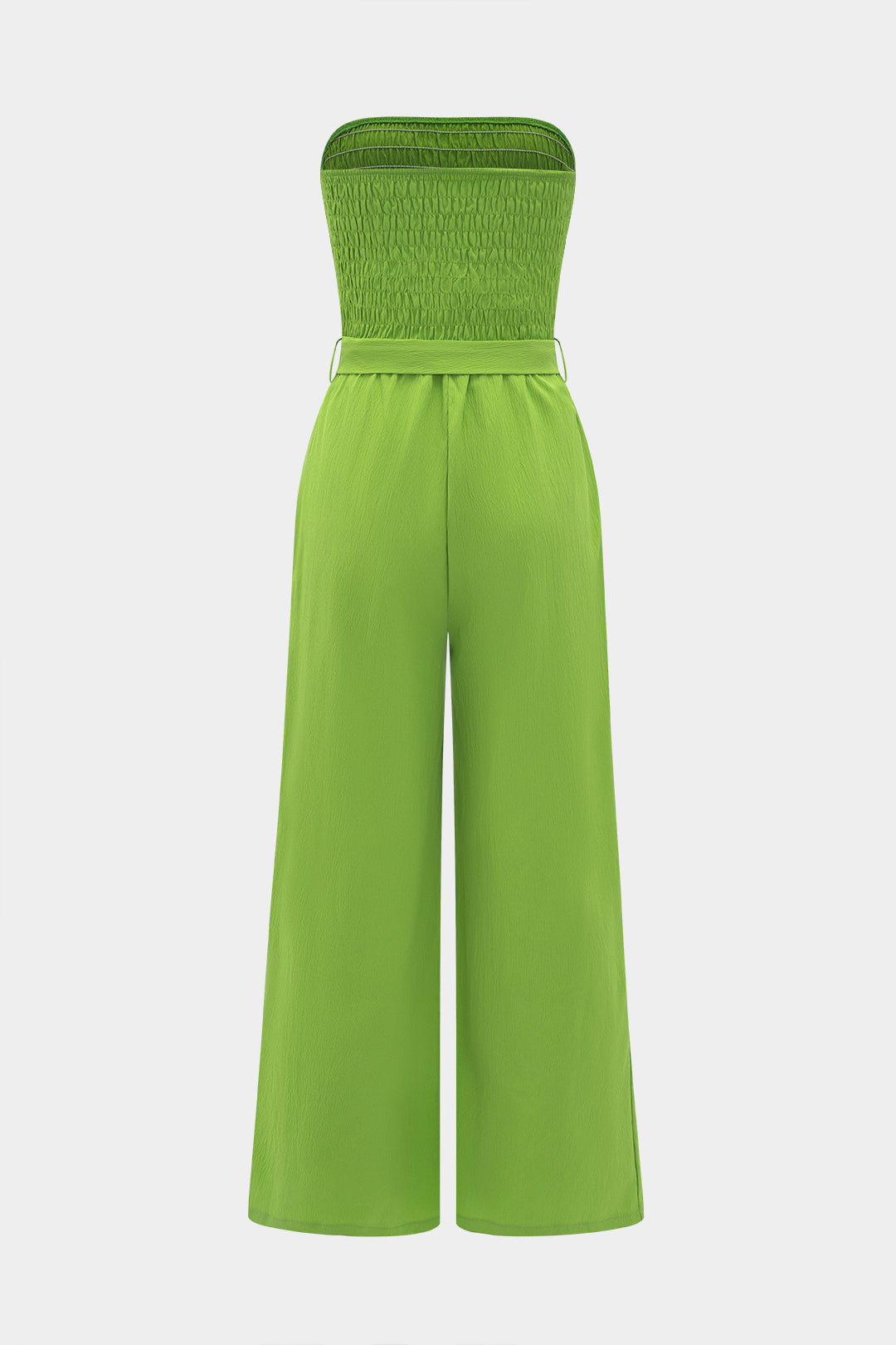 Tie-Front Ruched Strapless Sleeveless Jumpsuit