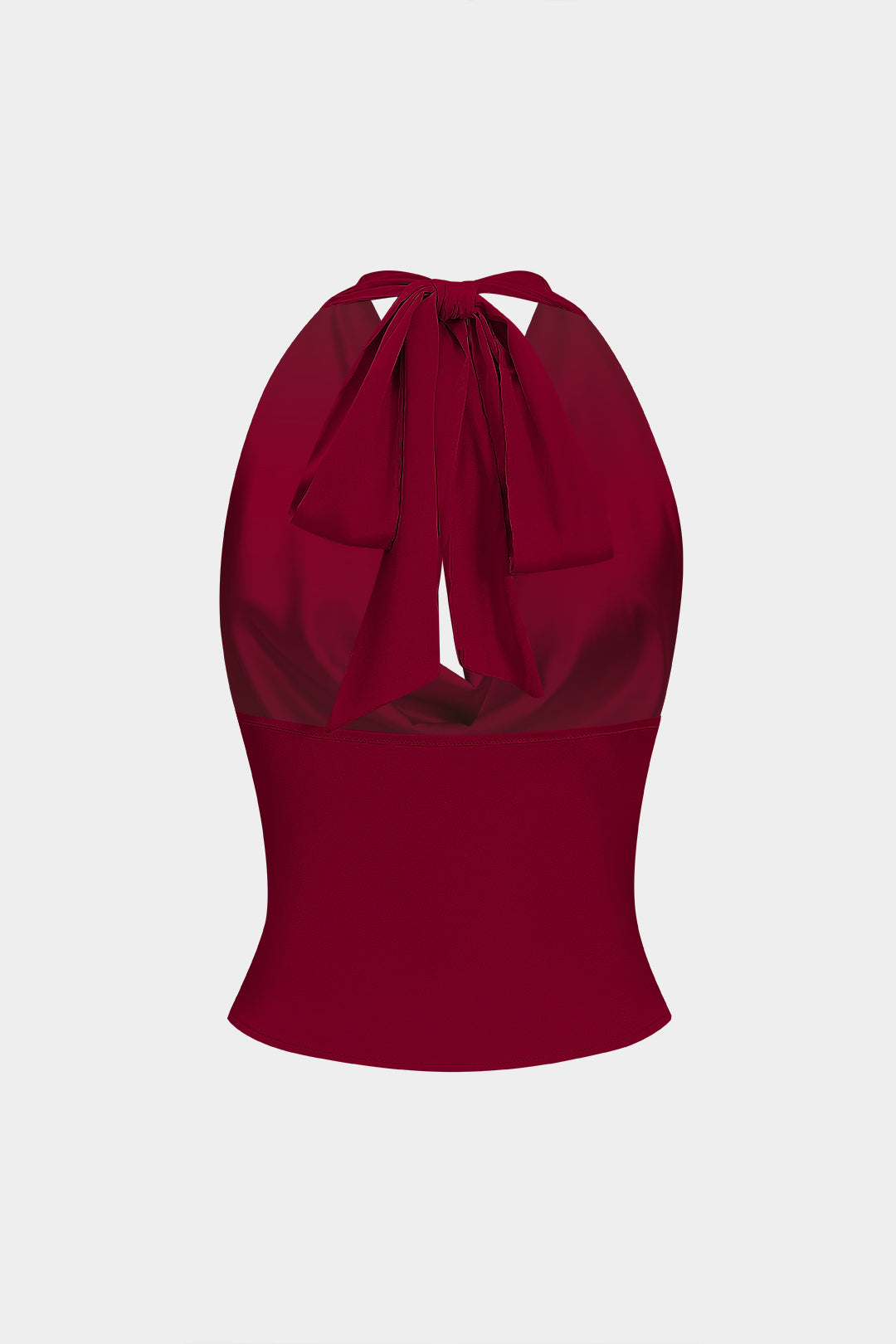 Satin Halter Neck Tie-Up Backless Cowl Neck Tank Top