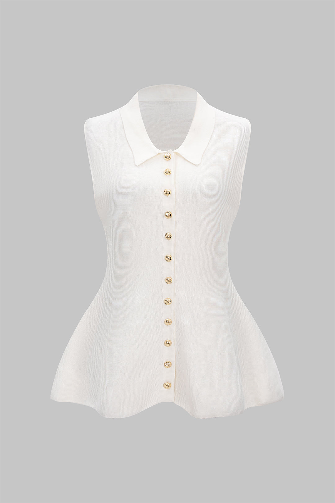 Puff Hem Button Detail Tank Top