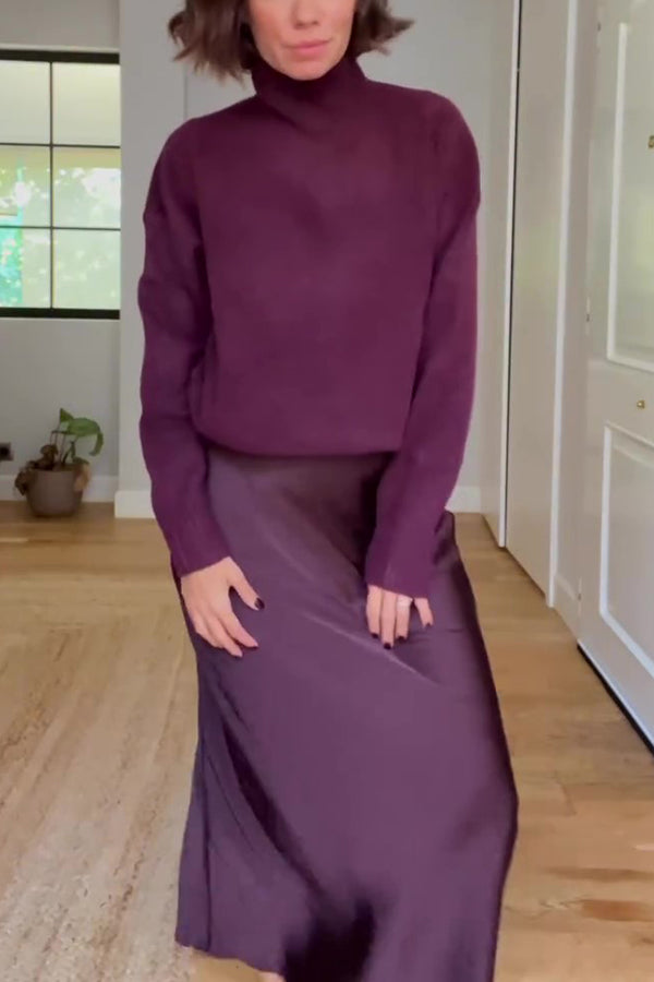 Grace - Satin Elastic Waist Maxi Skirt Set
