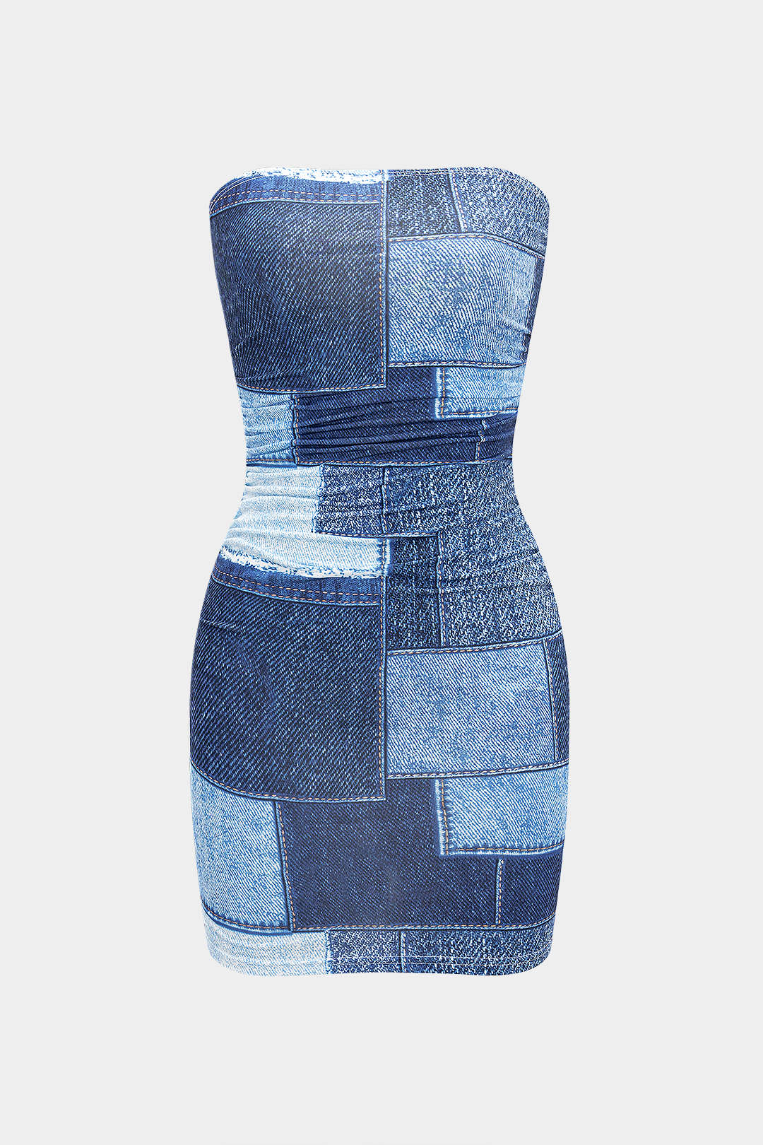Retro Print Strapless Sleeveless Mini Dress
