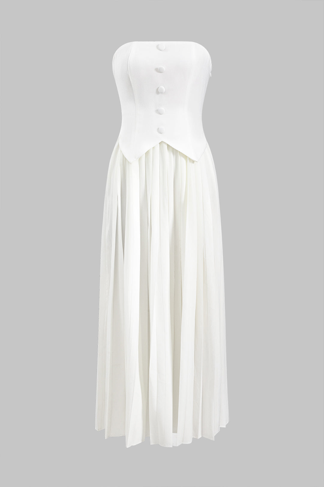 Chiffon Pleated Strapless Sleeveless Maxi Dress
