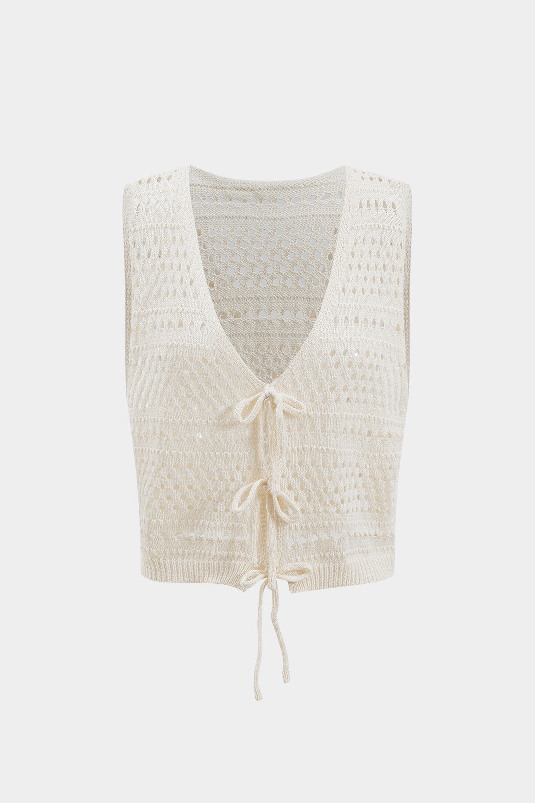 Hollow Out Knit Tank Top And Skirt Set