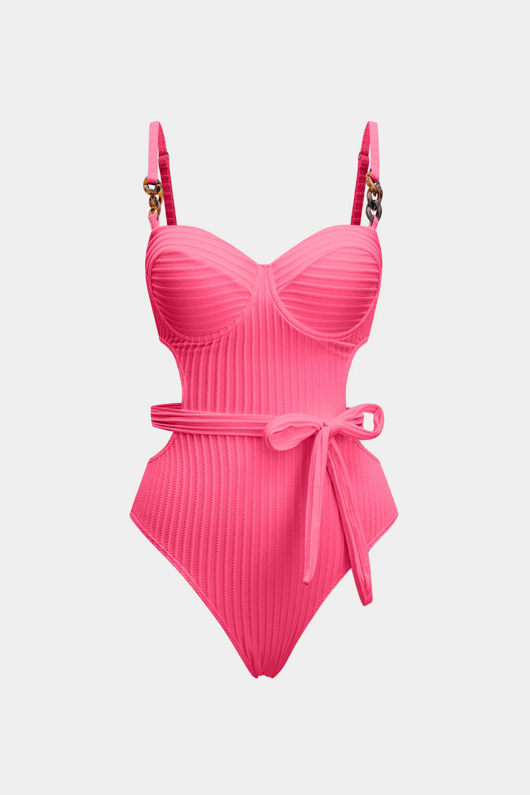 Belted Bustier Tummy Control One-Piece Swimsuit