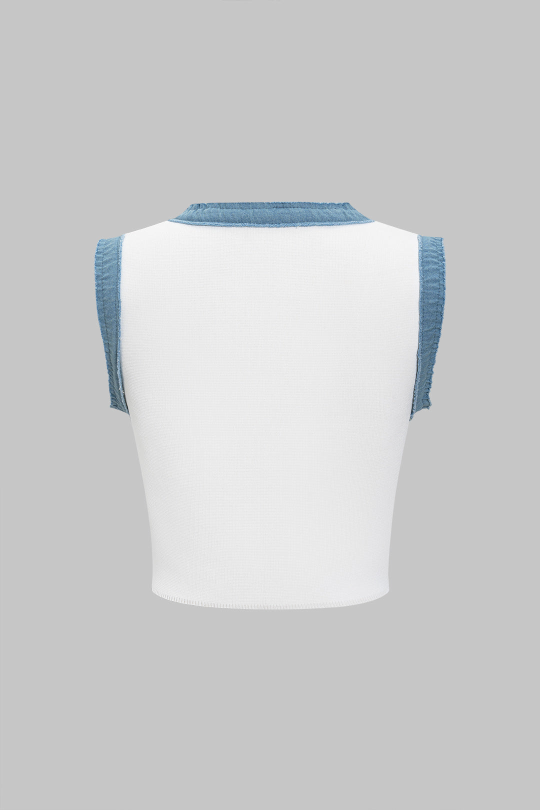 Knit Textured Button Patchwork Tank Top