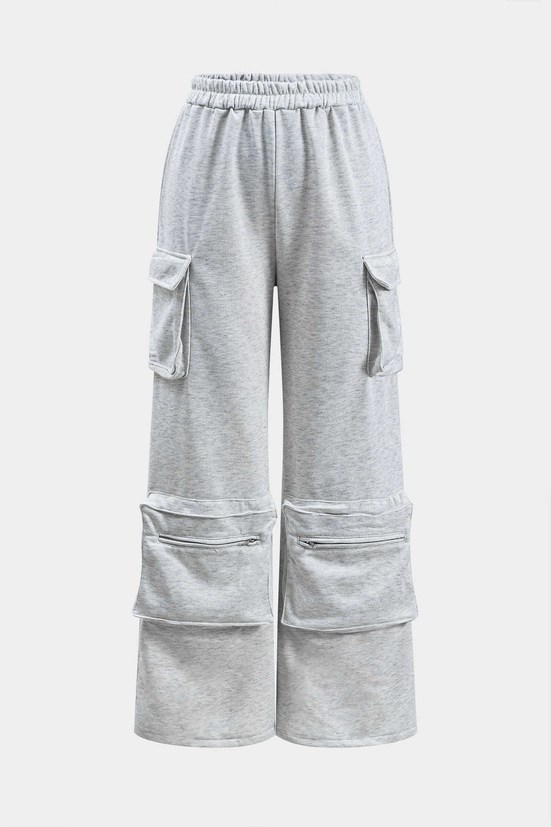 Ruched Pocket Zipper Wide Leg Trousers