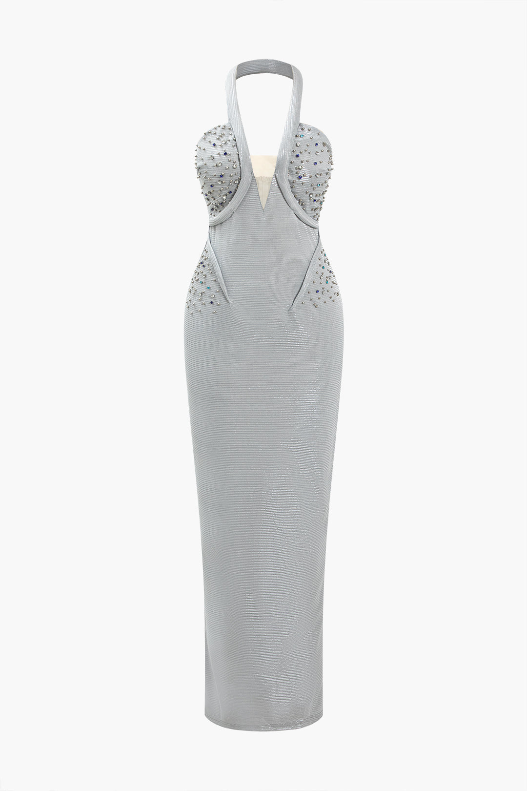 Sequin Halter Backless Maxi Dress