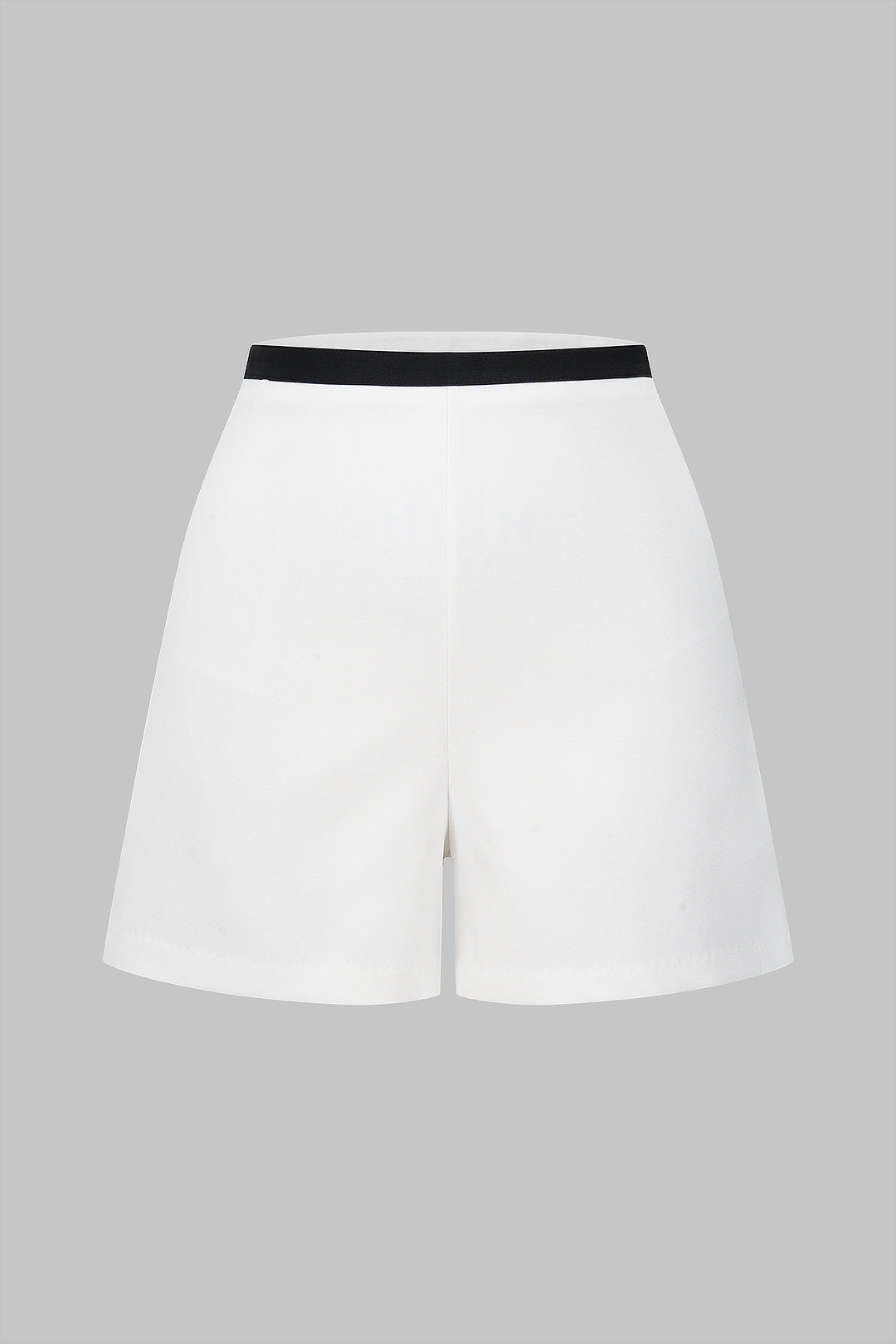 Contrast Pipiing High Waist Zipper Shorts