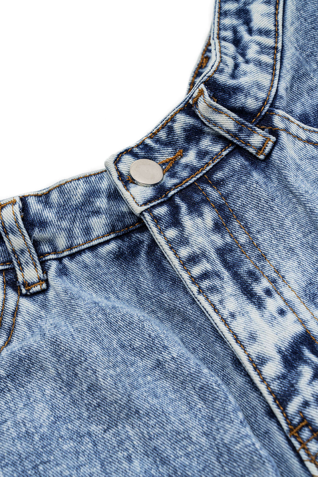 Denim Contrast Button Pocket Shorts