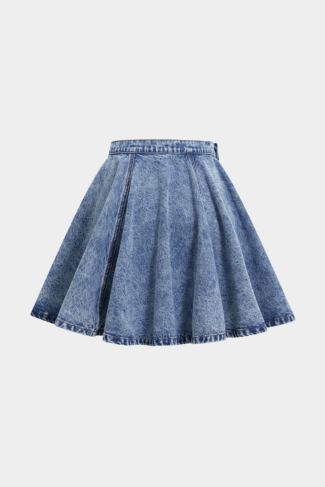 Denim Pleated Mini Skirt