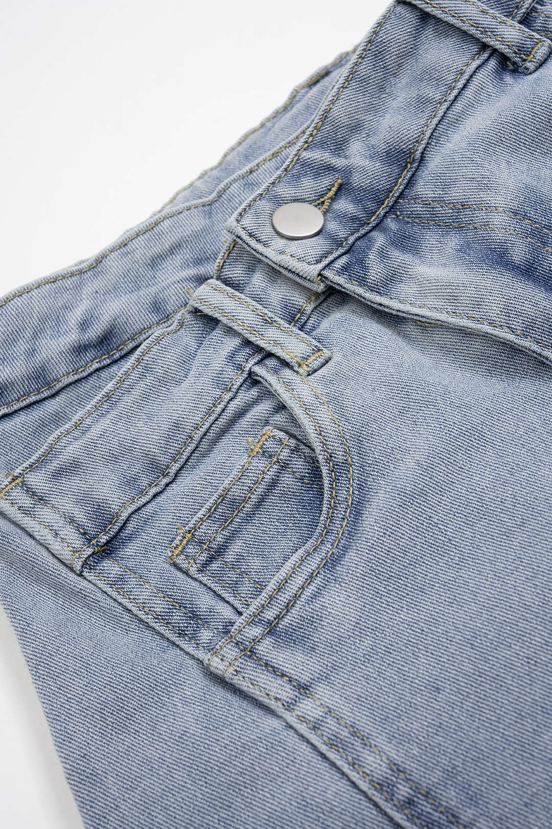 Denim Crossed Asymmetrical Patchwork Skirt