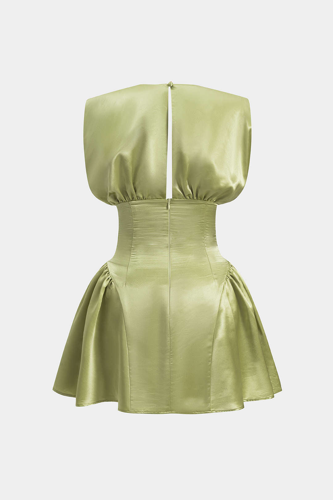 Satin Ruched Zipper Corset Mini Dress