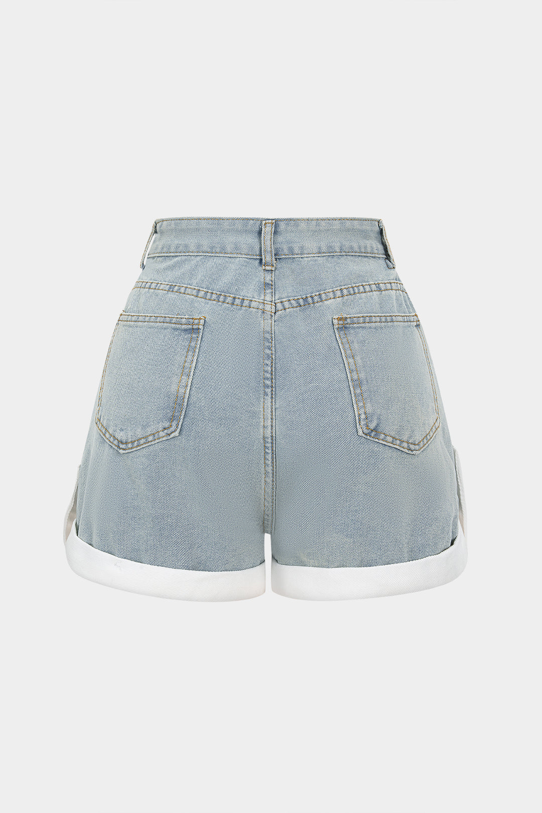 Denim Patchwork Zipper Wide Leg Shorts