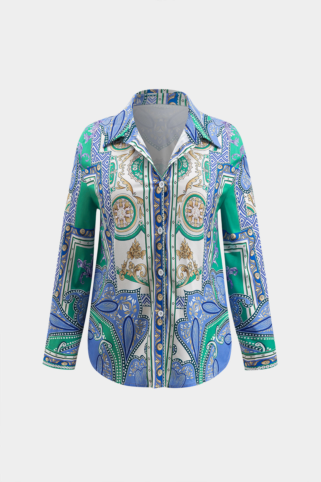 Bohemian Print Tie Front Shirt And Shorts Set