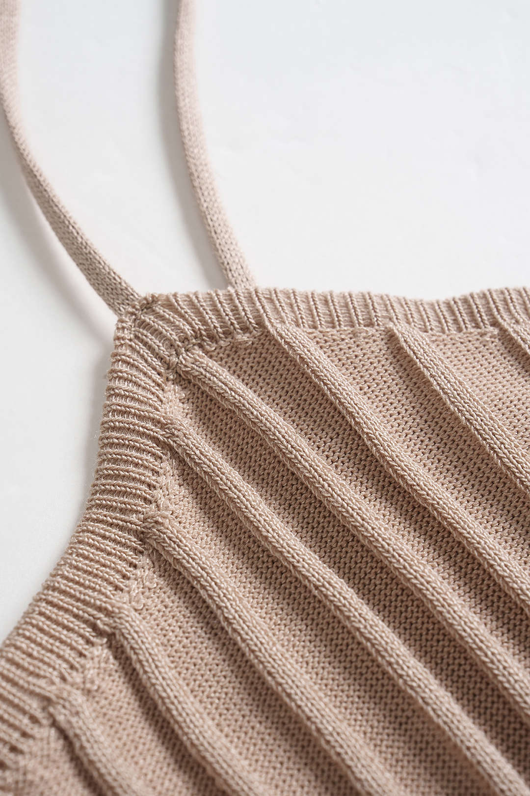 Knitted Pleated Strap Slip Sleeveless Maxi Dress
