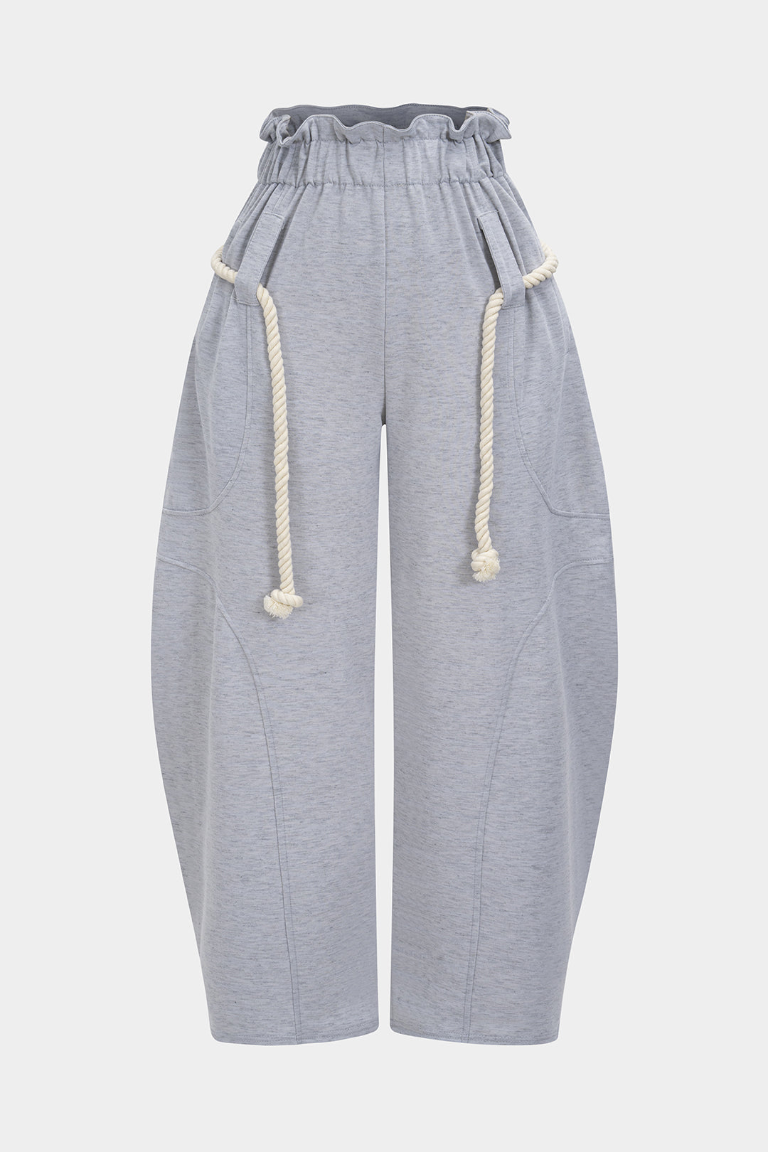 Belted Drawstring Barrel Trousers