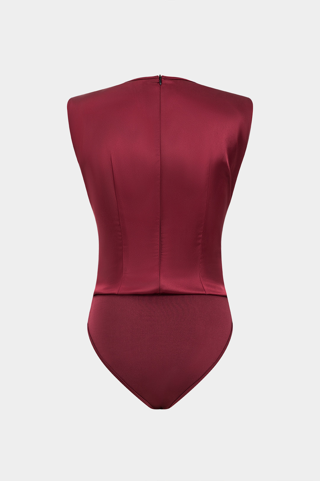 Ruched Shoulder Pads V-Neck Sleeveless Bodysuit