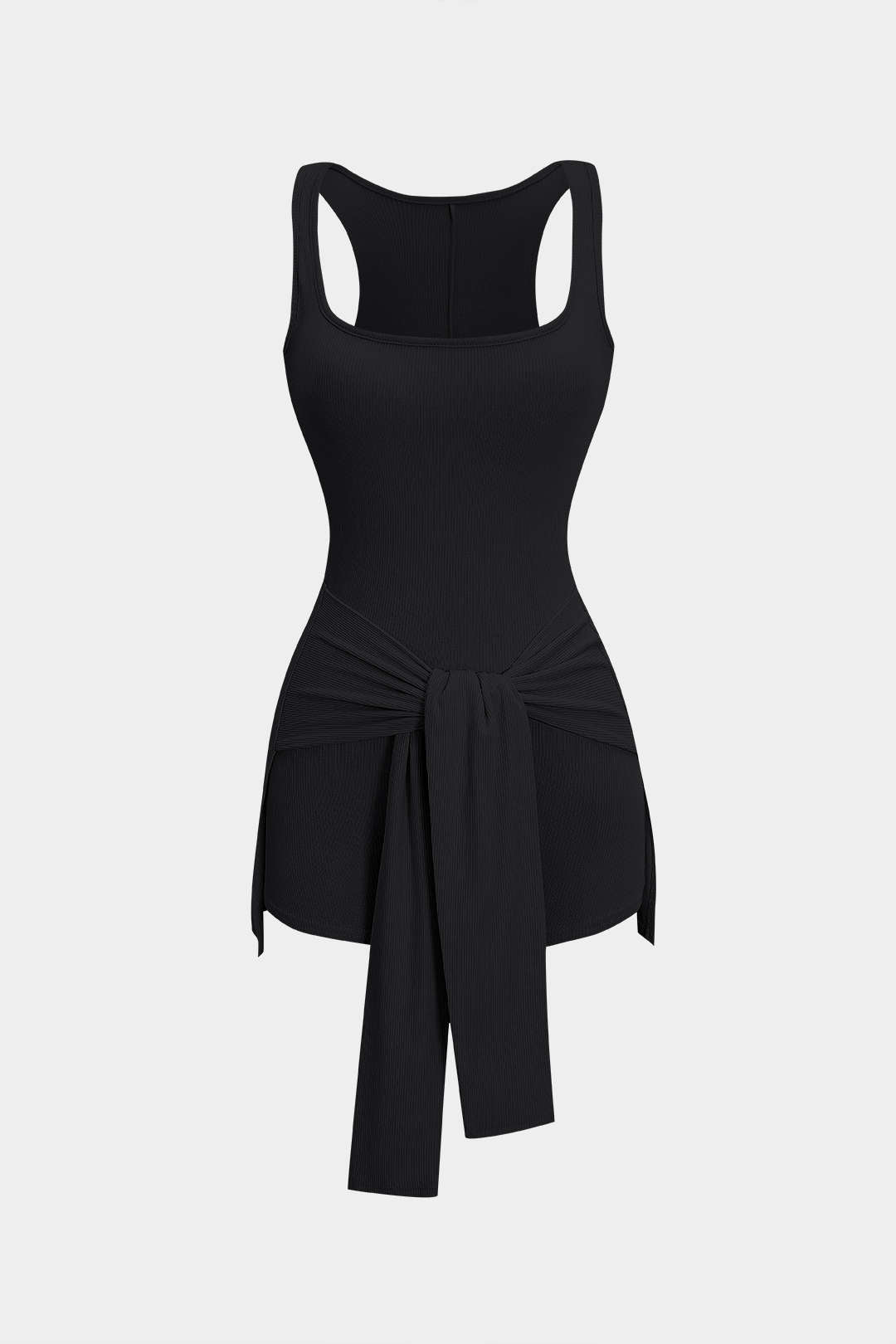 Ruched Tie-Up Square Neck Sleeveless Romper