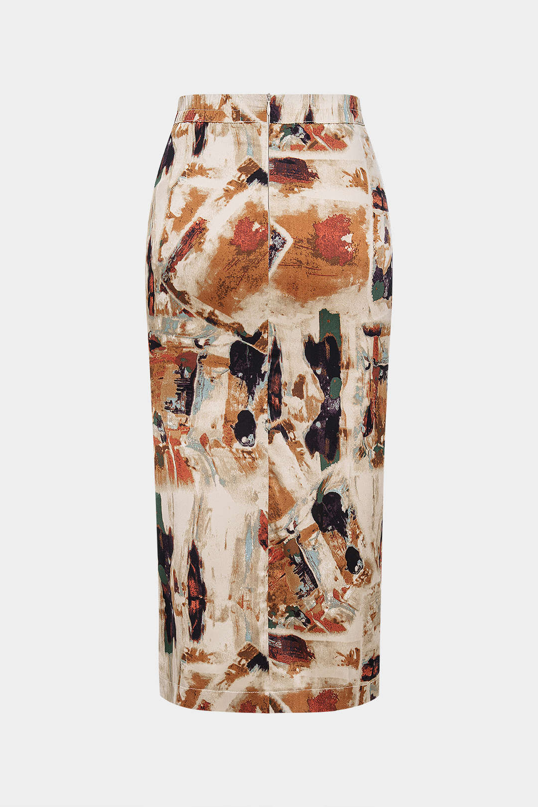 High Waist Satin Retro Print Skirt