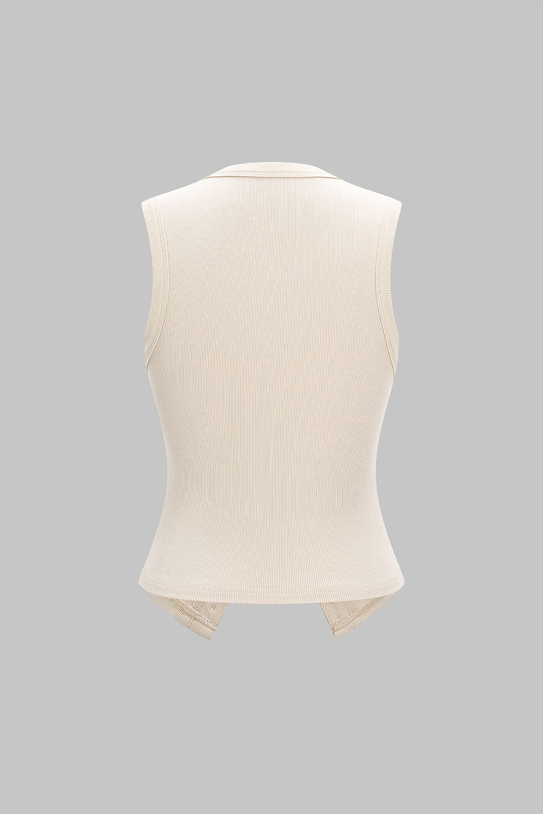 Round Neck Ribbed Button Tank Top