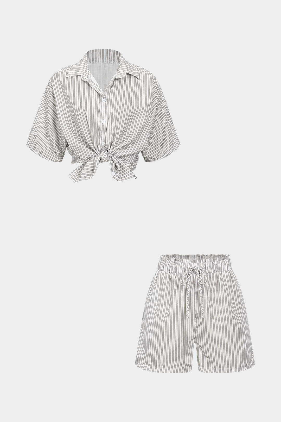 Contrast Stripe Print Shirt And Shorts Set
