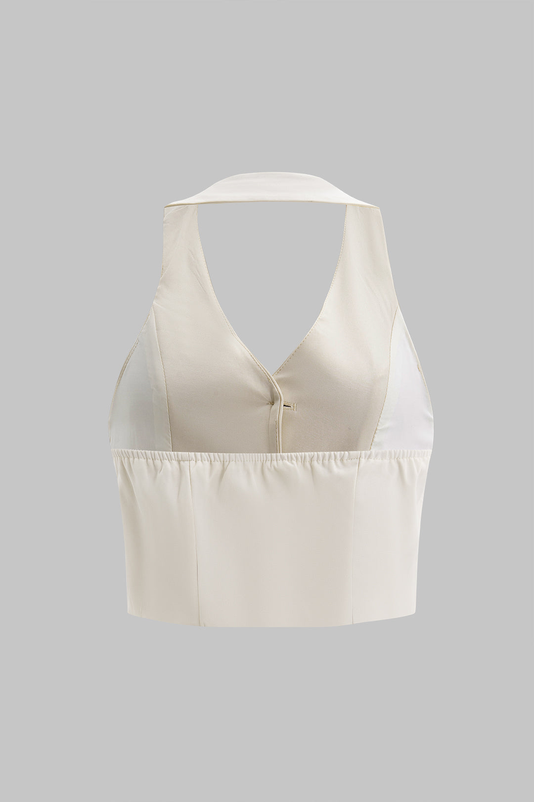 Halter Neck Button Backless Tank Top And Pleated Skirt Set