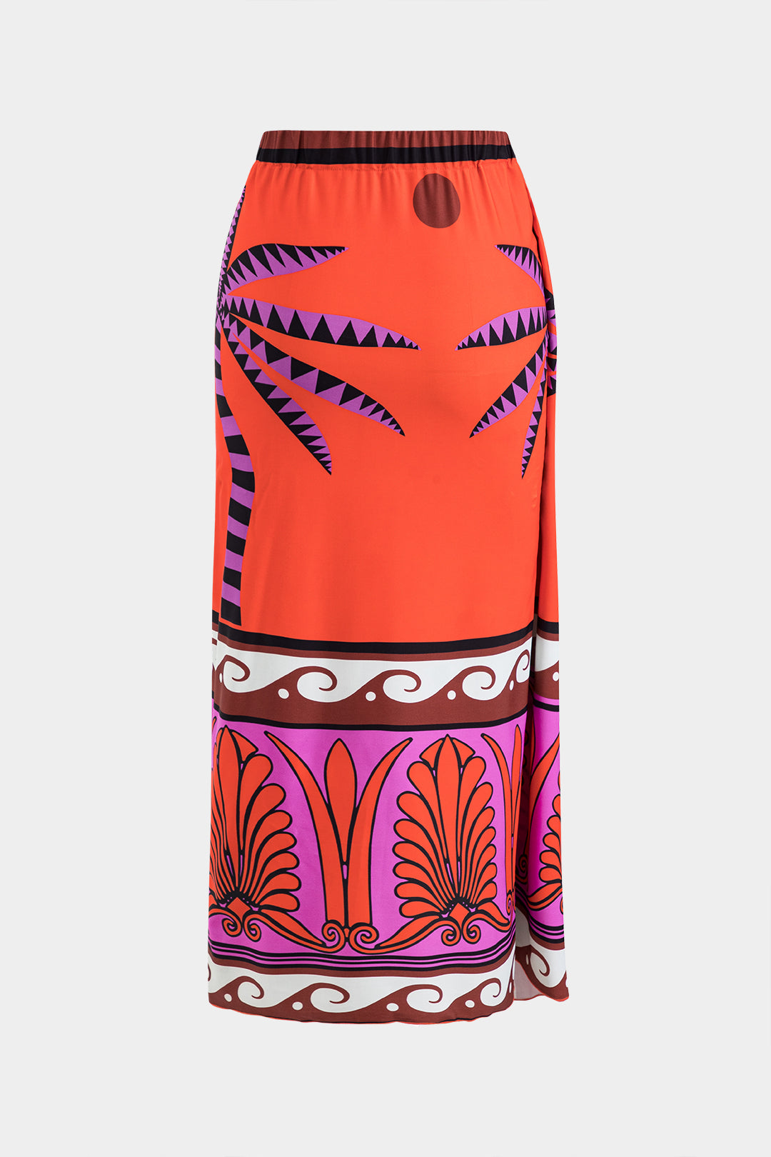 Coconut Palm Print Pleated Slit Cover Up