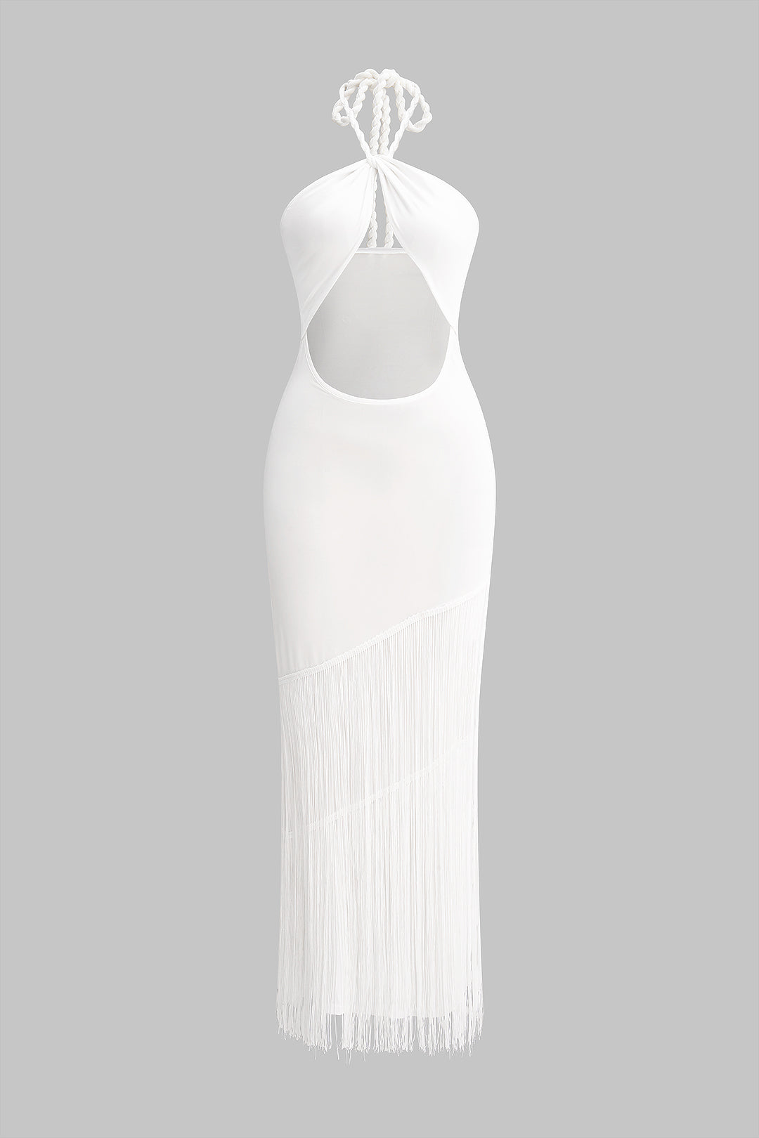 Halter Neck Cut Out Patchwork Fringe Sleeveless Maxi Dress