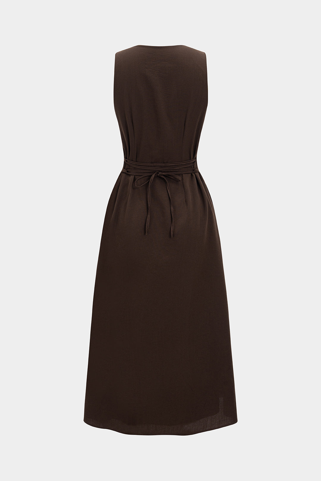 Button Detail Sleeveless Midi Dress