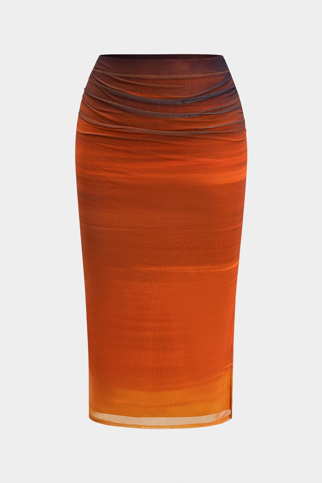 Plus Size Ombre Print Mesh Ruched Skirt