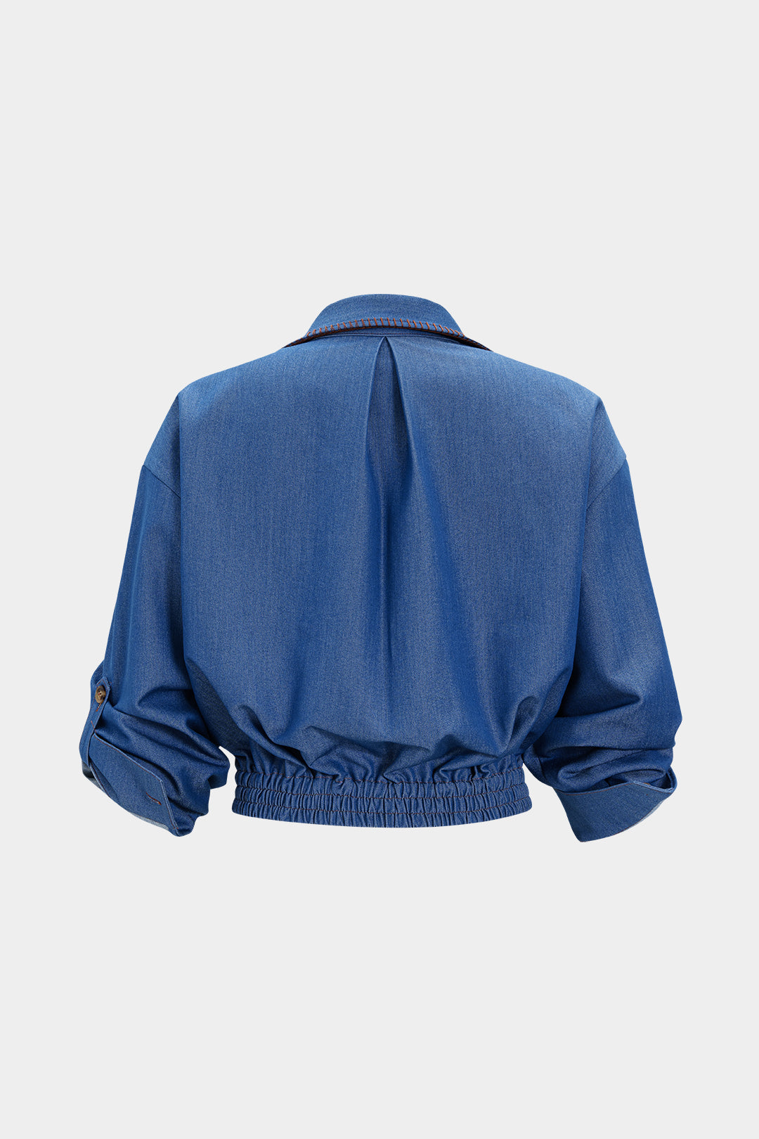 Denim Button Smocked Long Sleeve Shirt