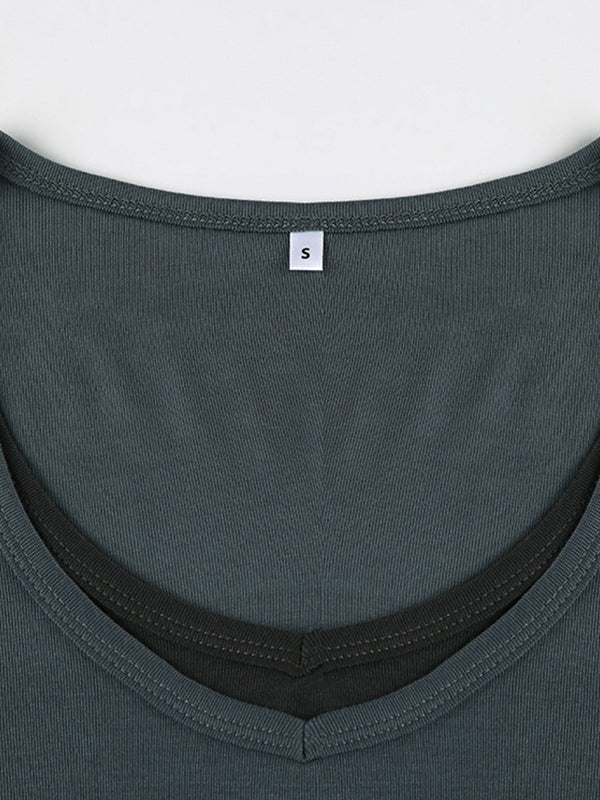 Classic Gray Simple Long Sleeves Tee
