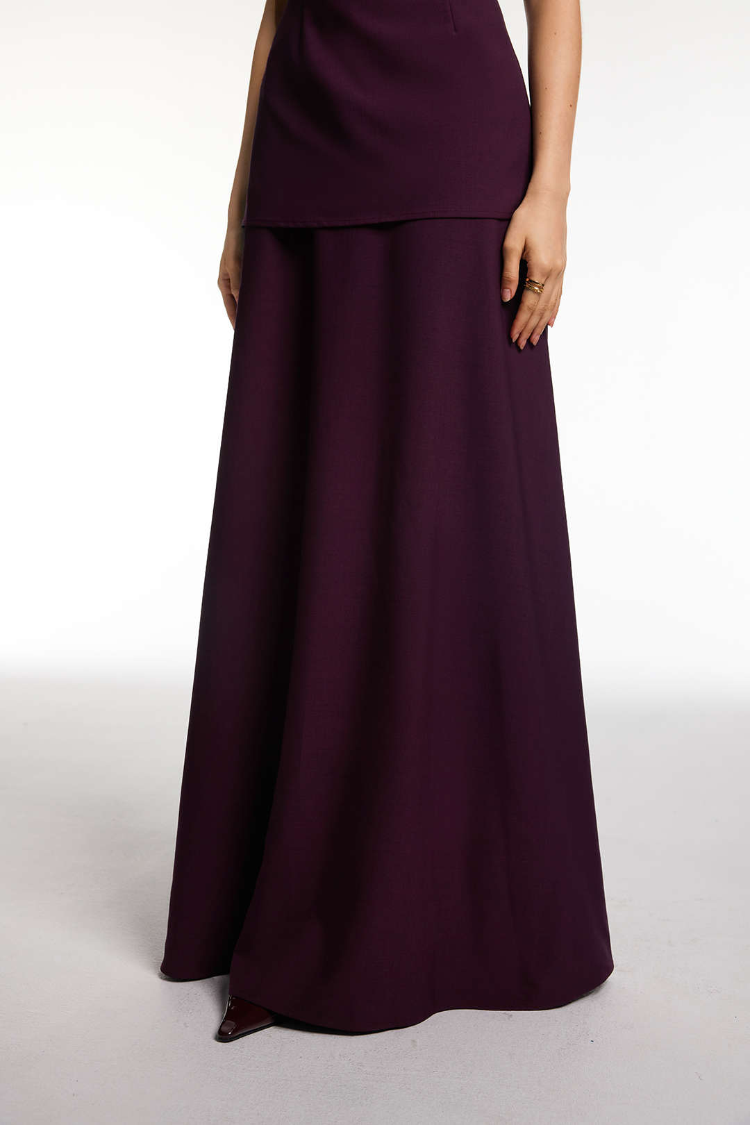 Solid Ruched Maxi Skirt