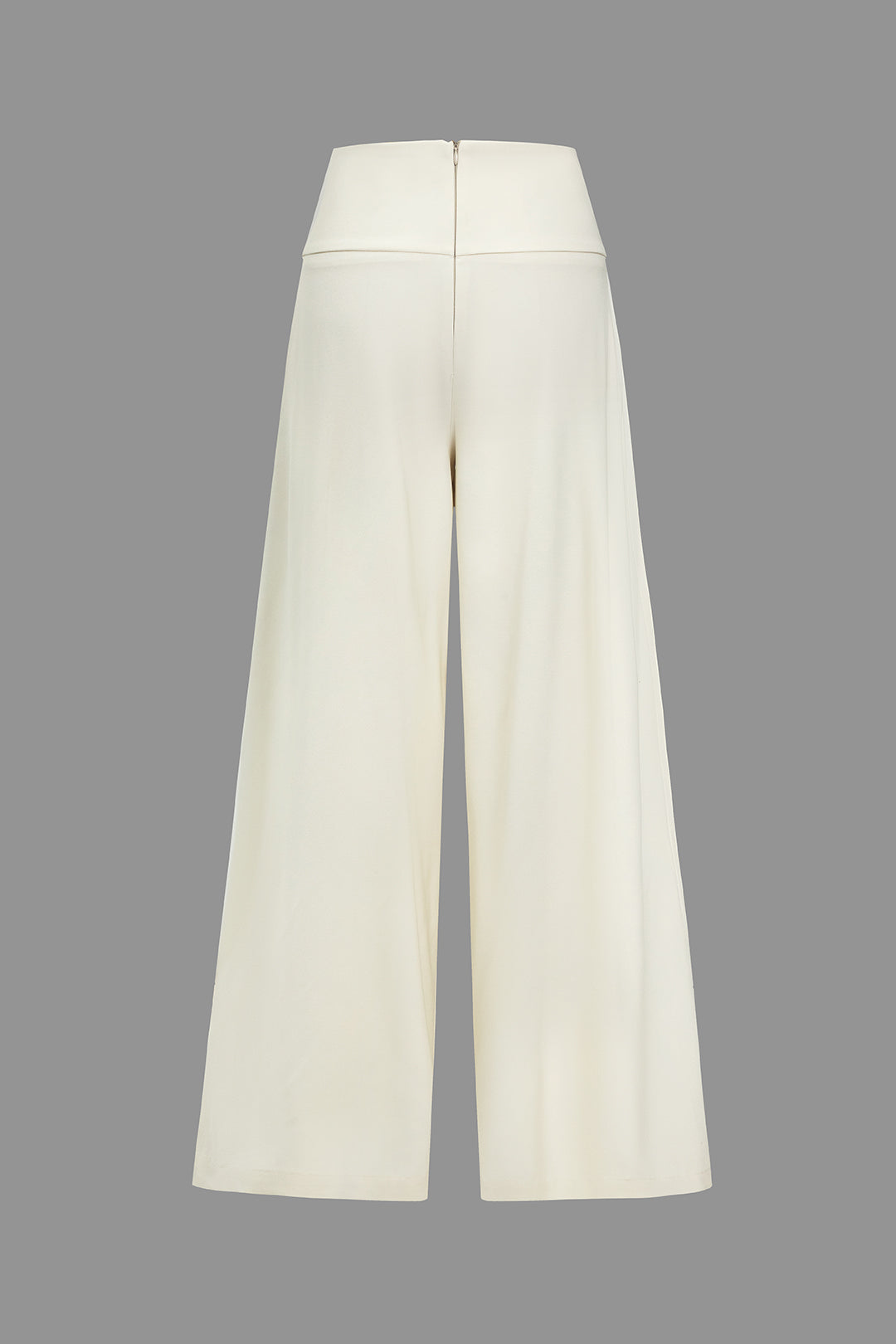 Solid Ruched Wide Leg Trousers