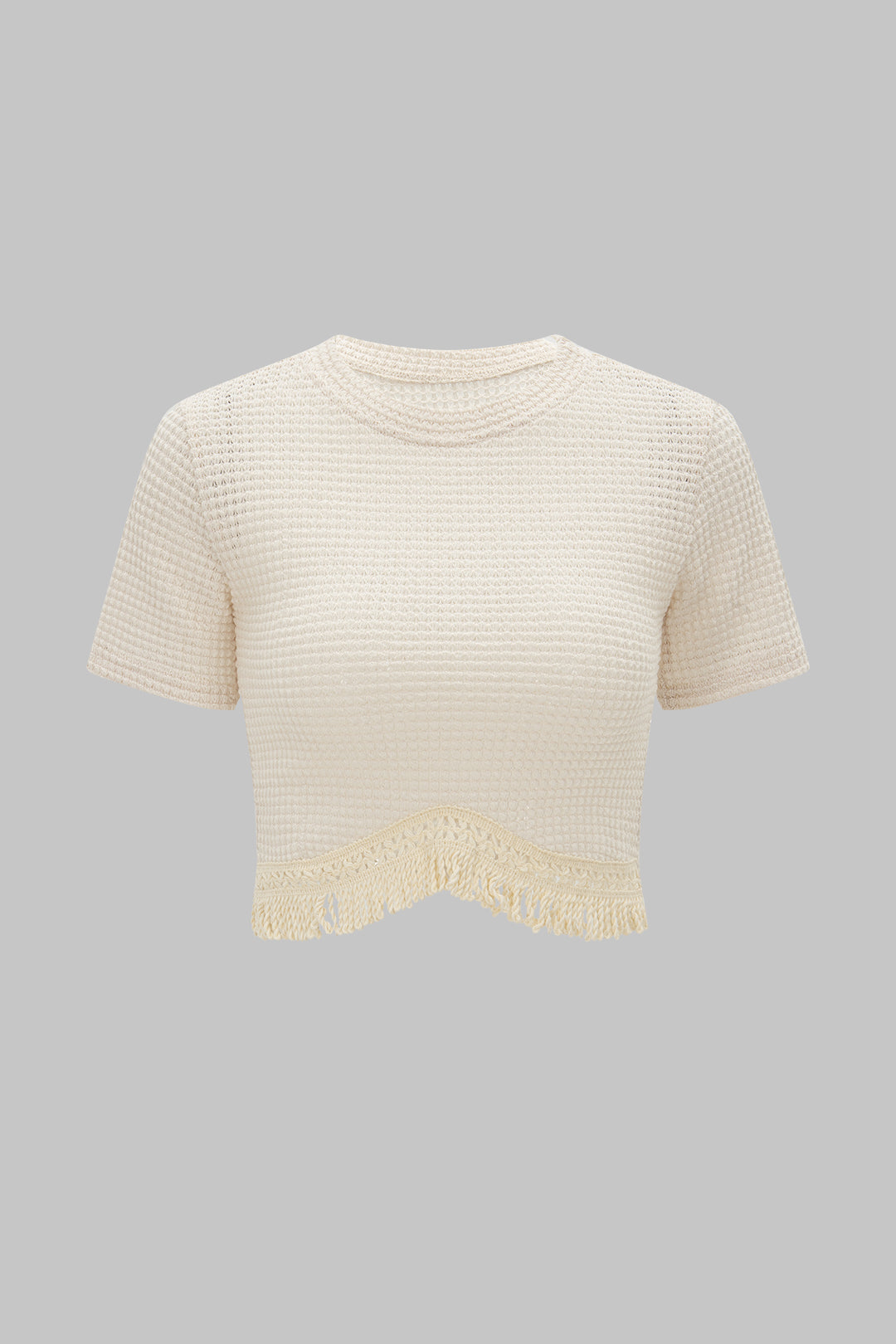 Knit Fringe Short-Sleeve Top