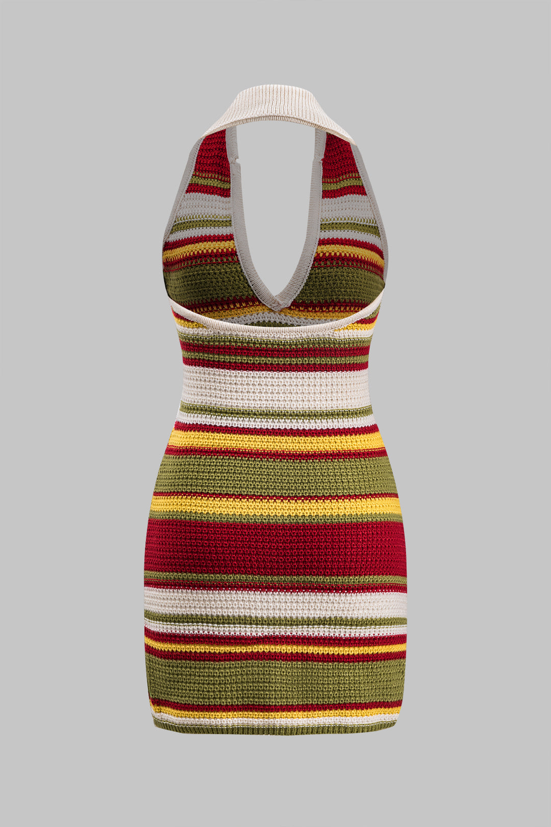 Knit Backless V-Neck Halter Sleeveless Dress