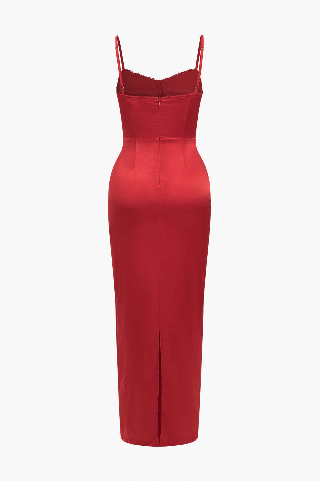 Solid Bustier Slip Slit Maxi Dress