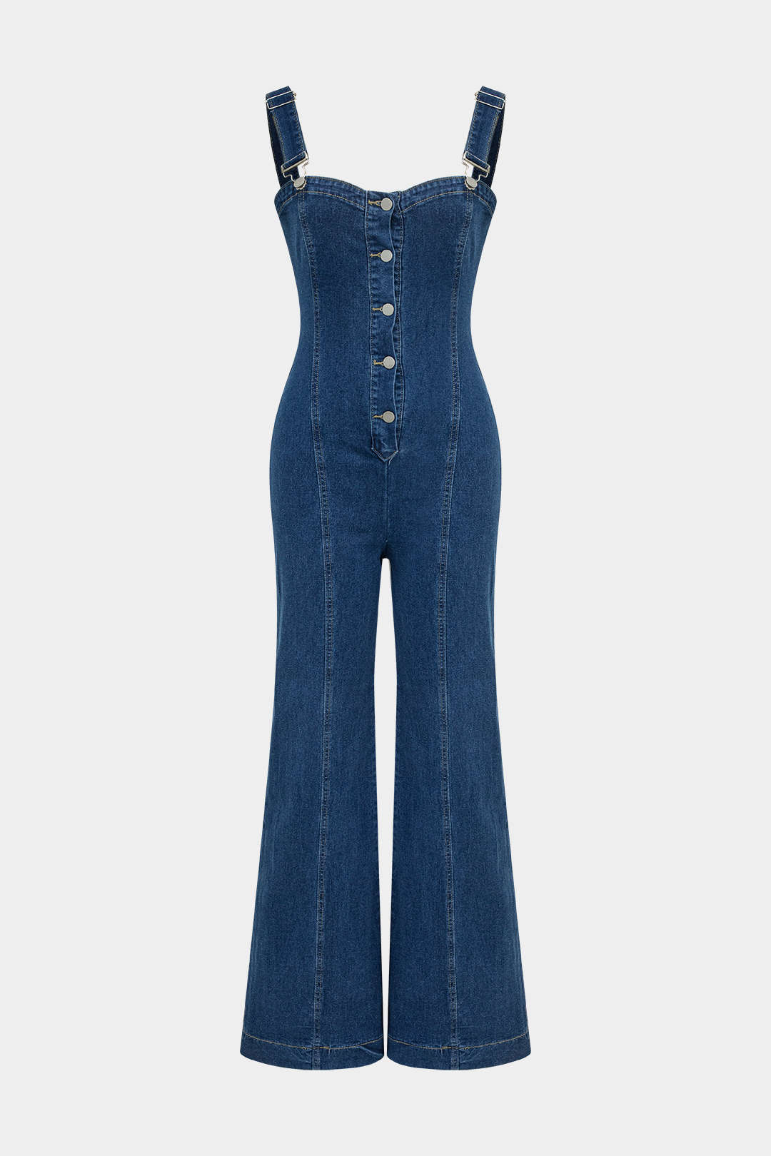 Denim Button Pocket Wide Leg Jumpsuit