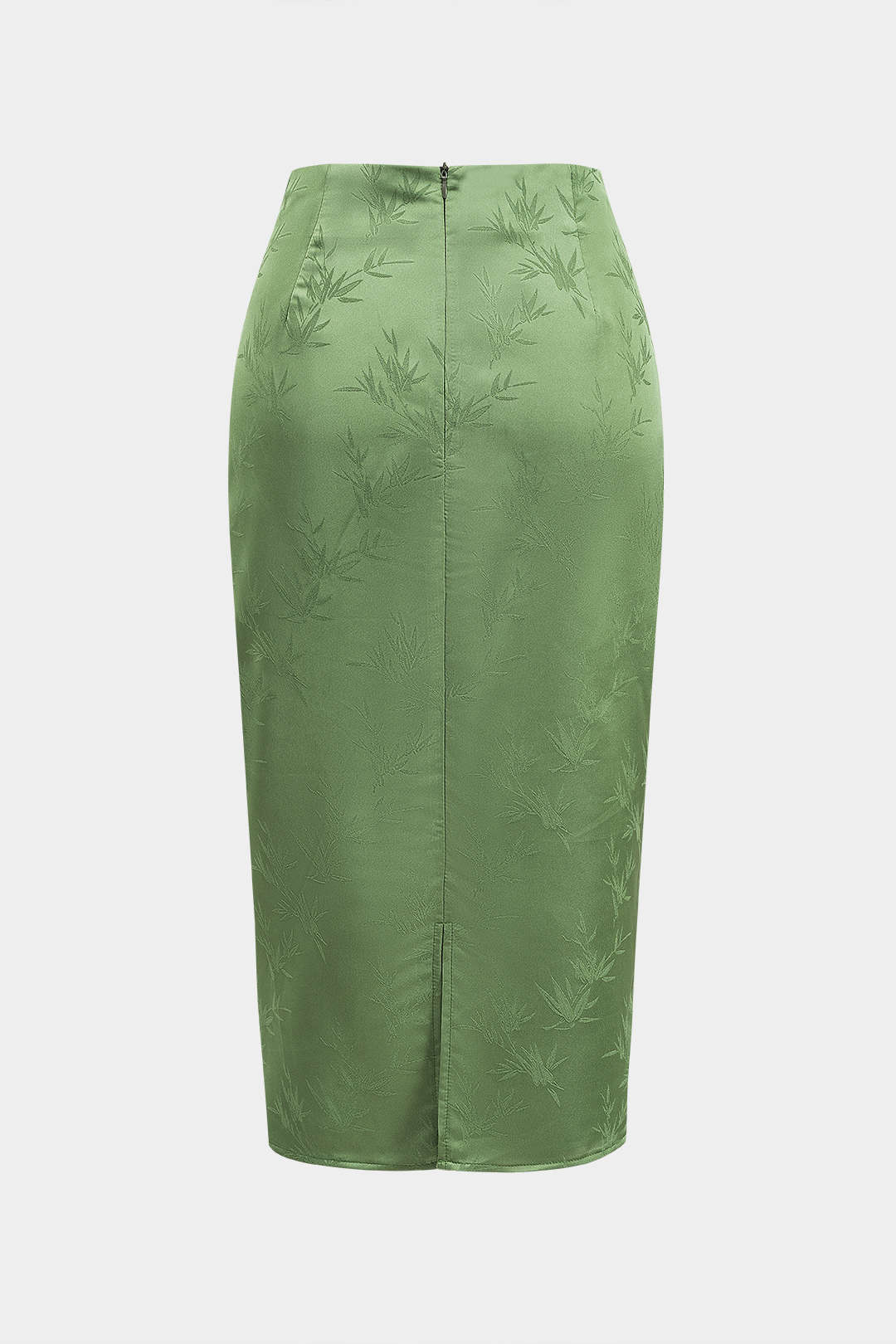 Jacquard Ruched Tie Front Slit Skirt