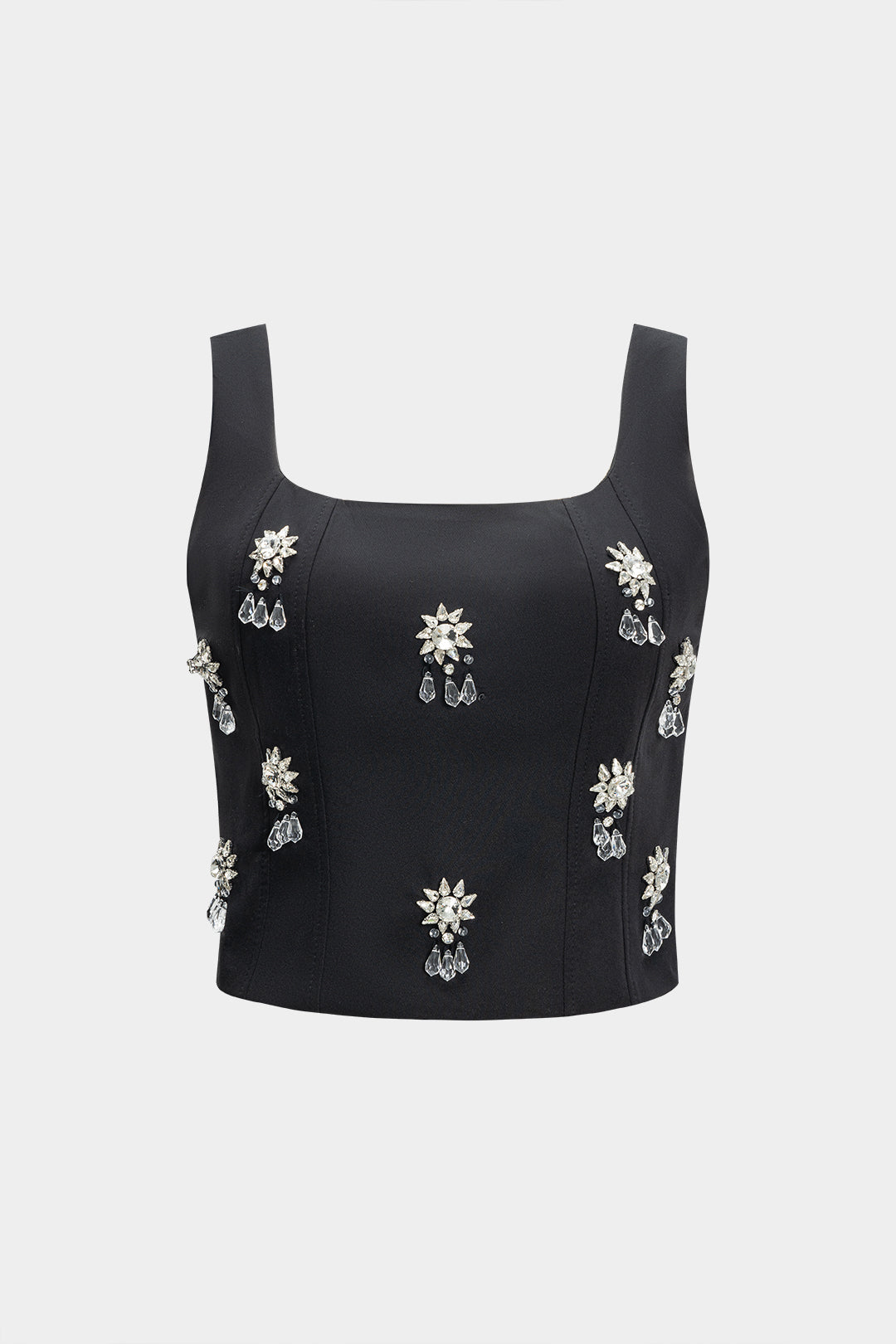 Rhinestone Backless Tank Top And Skirt Set