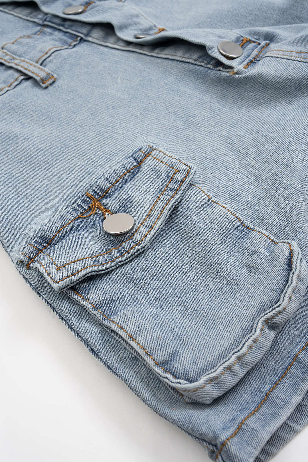 Strapless Button Denim Romper