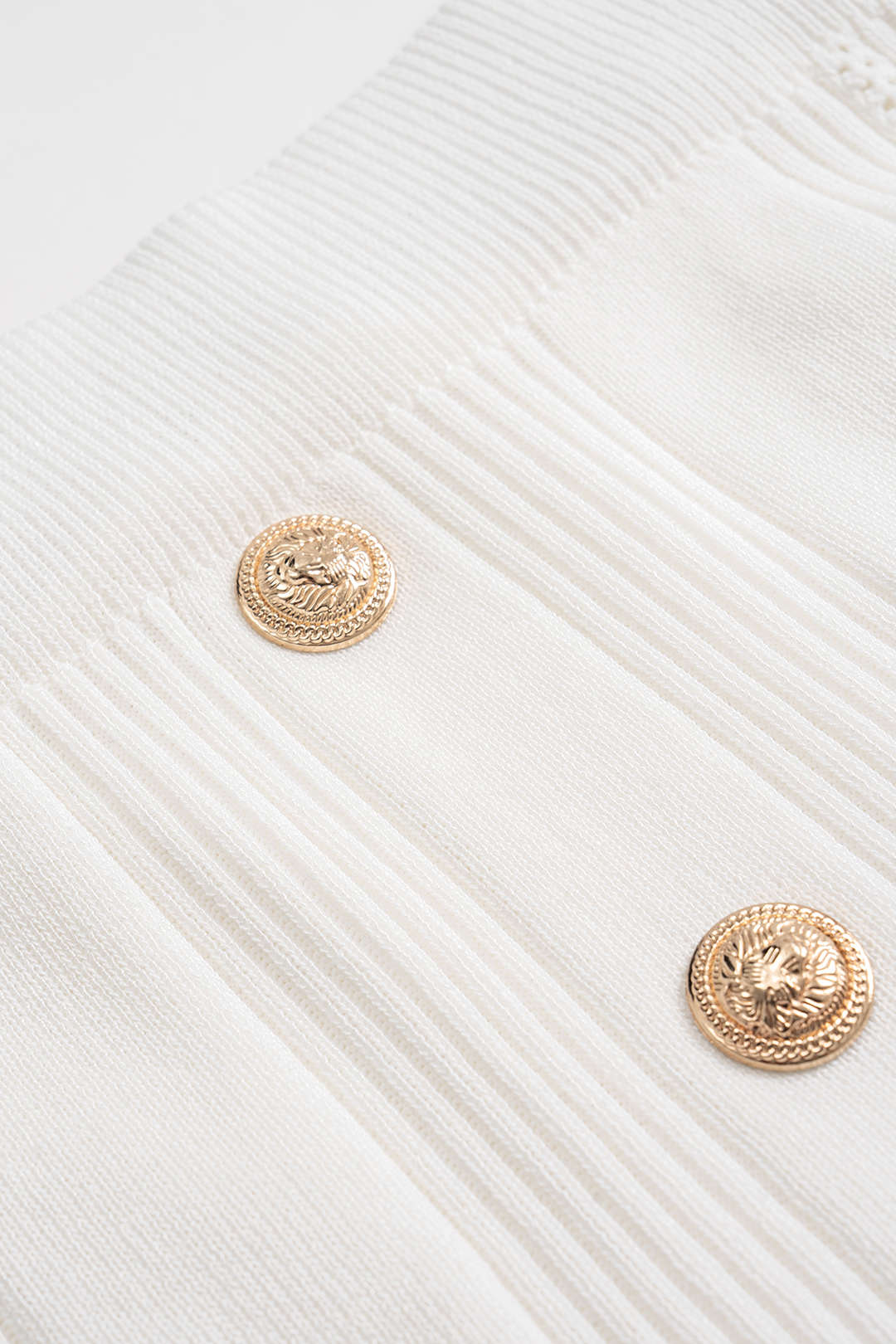Knitted Metallic Button Top And Skirt Set