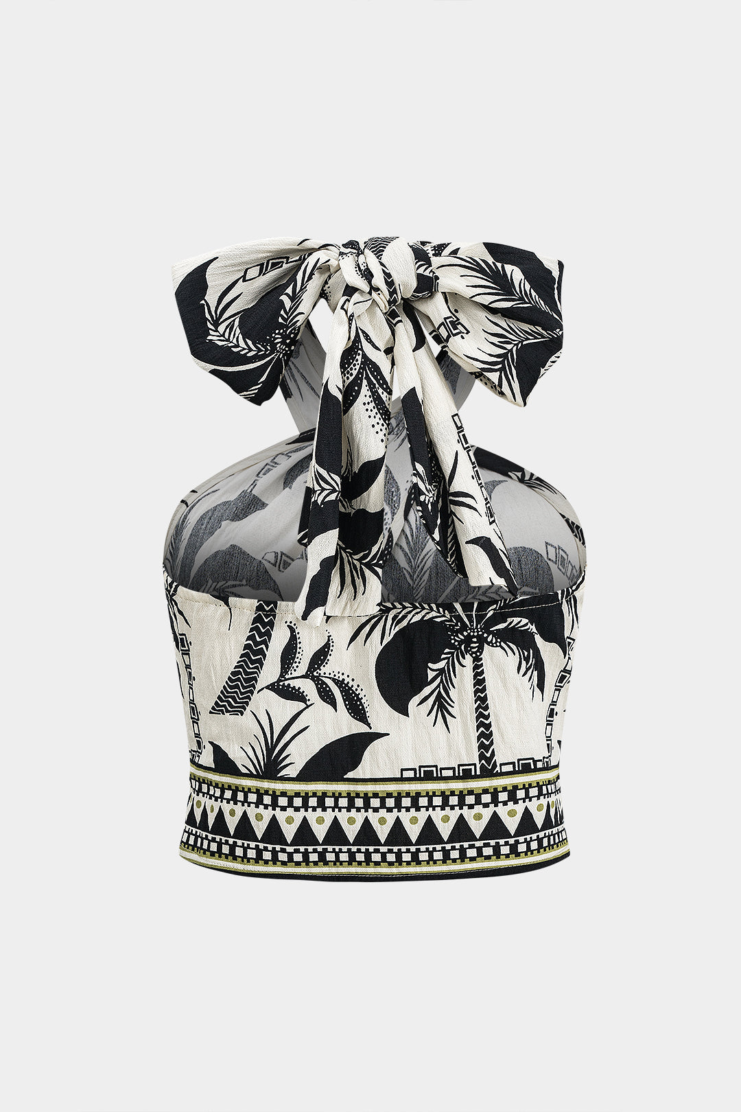 Coconut Palm Geometric Print Tie Tank Top