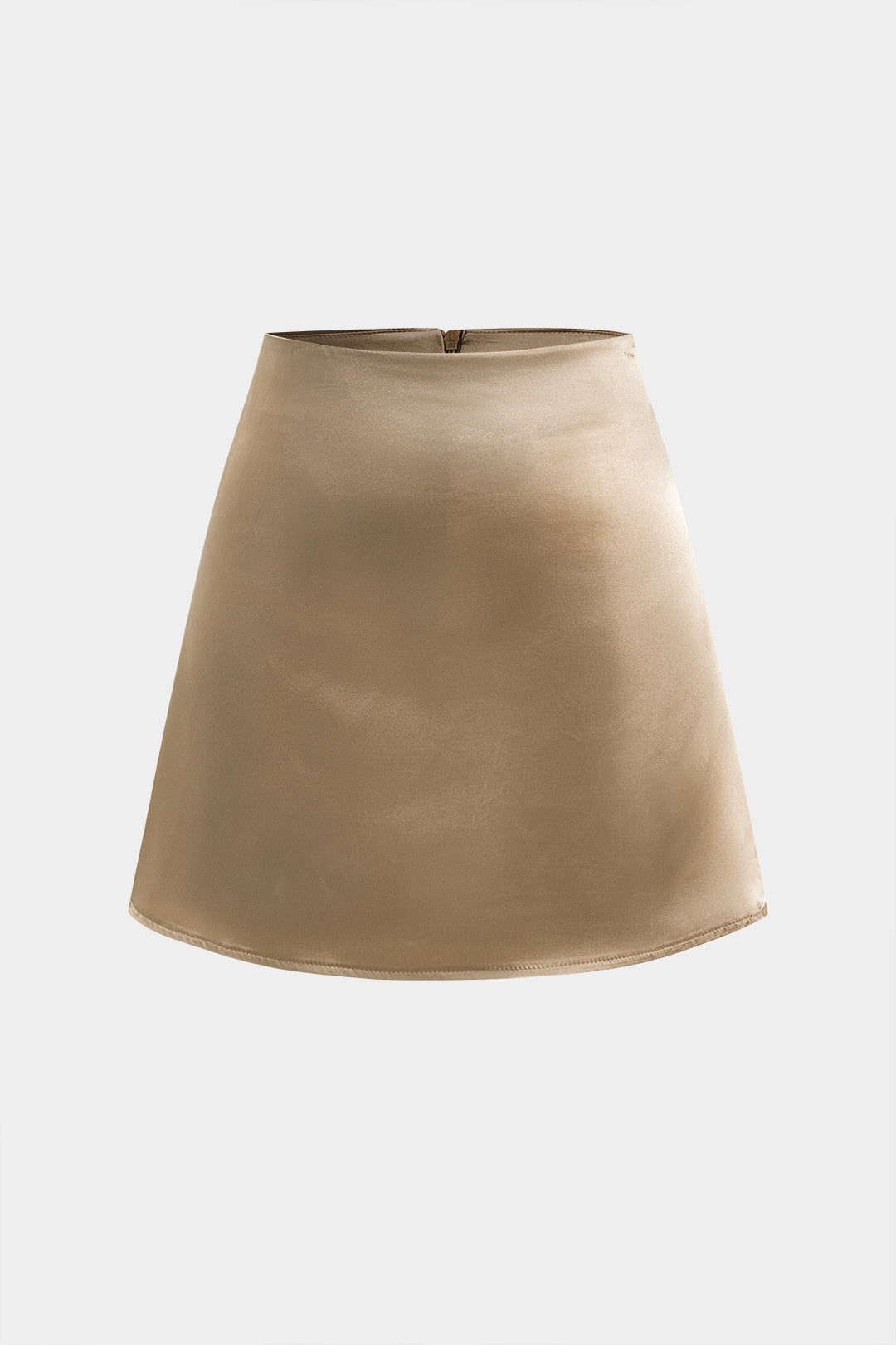 Solid Satin Zipper Skirt