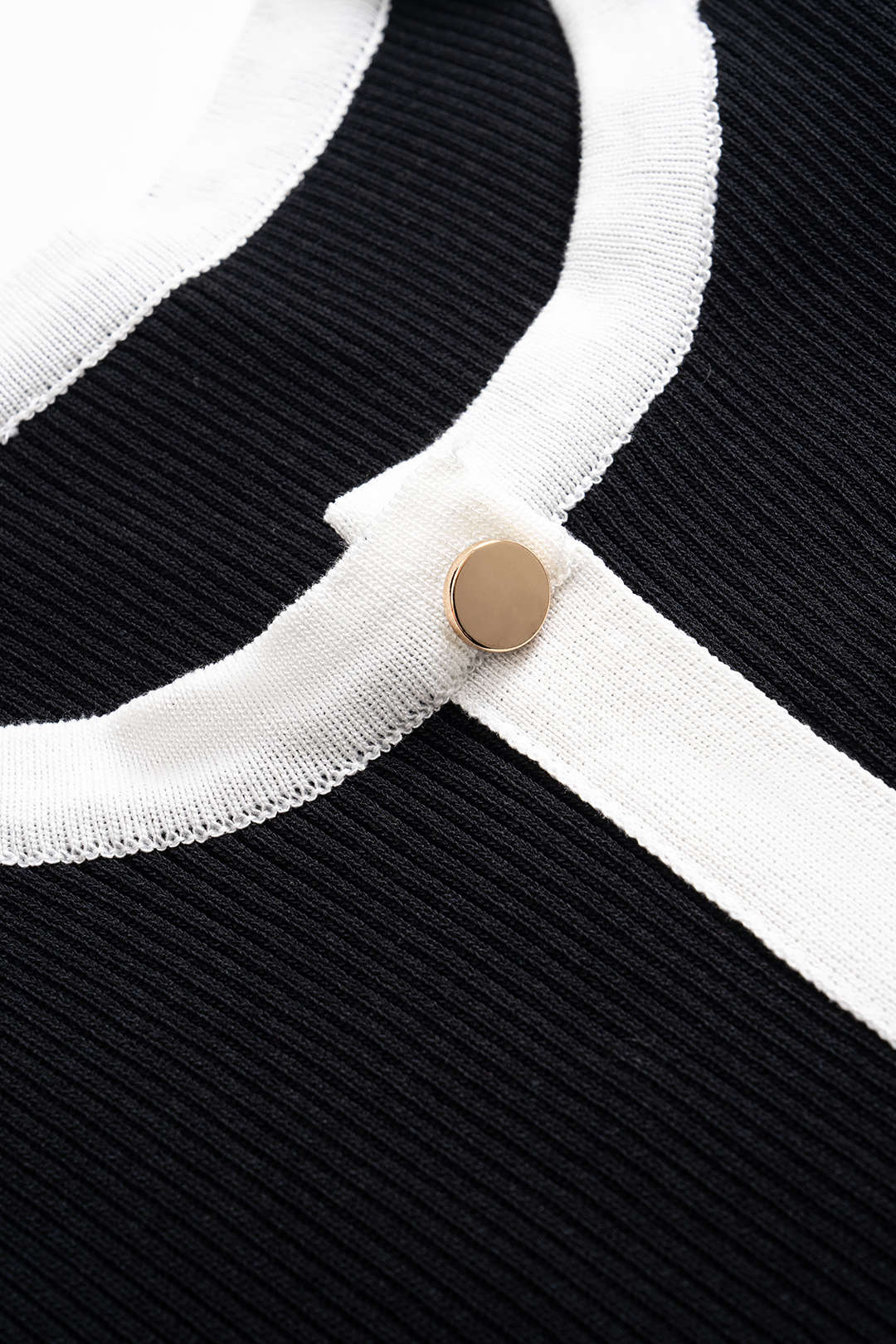 Knit Contrast Button Tank Sleeveless Dress