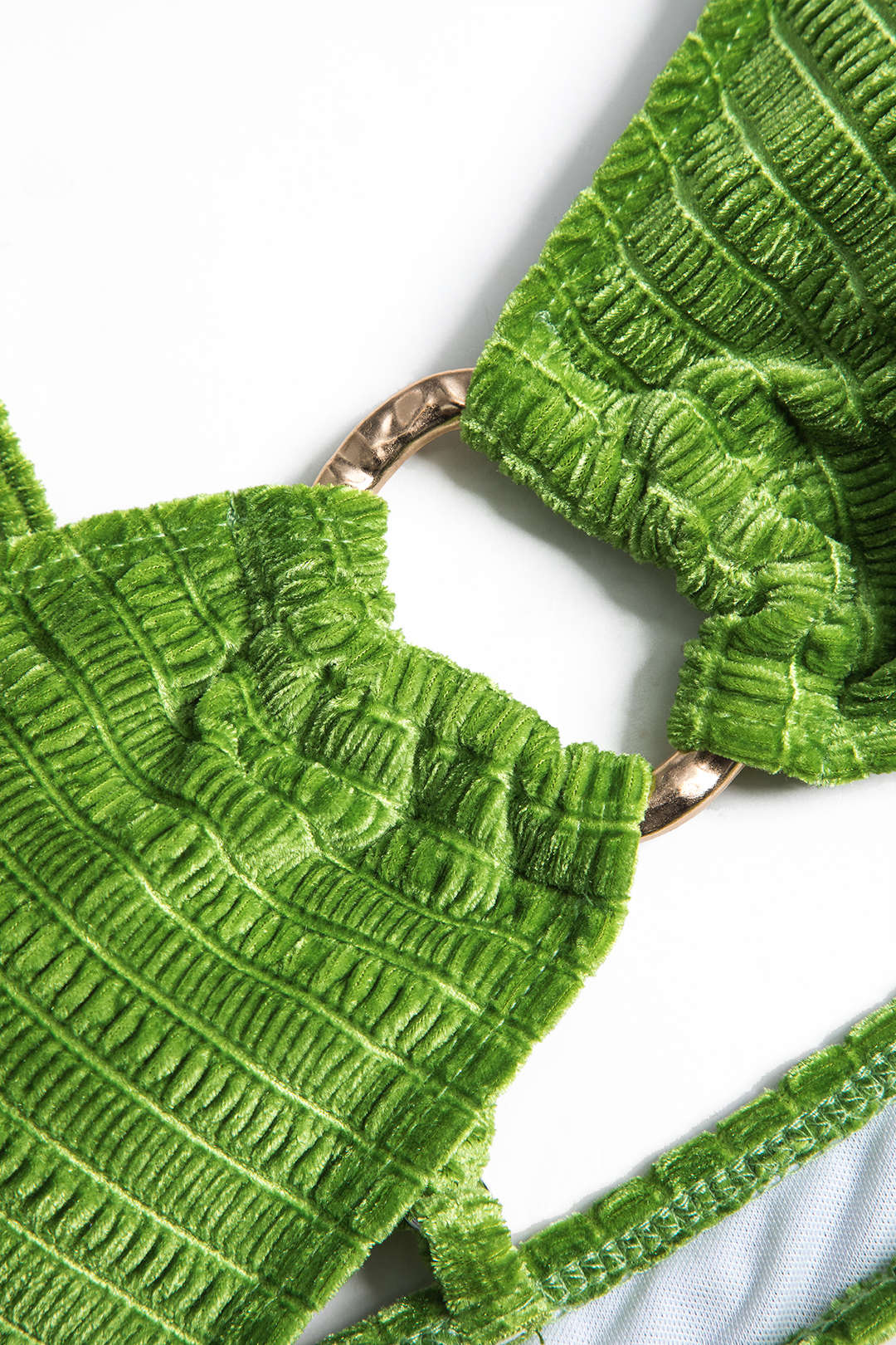 Velvet Textured O-ring 3-Piece Bikini Set